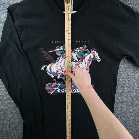 VTG 1997 Kentucky Derby Shirt Mens Large Crew Retro USA Made Barnhart Black - Picture 2 of 15